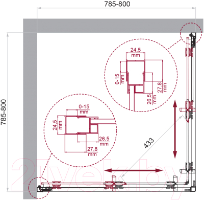 Душевой уголок BelBagno Luce-A-2-80-C-Cr