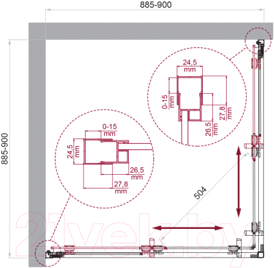 Душевой уголок BelBagno Luce-A-2-90-C-Cr