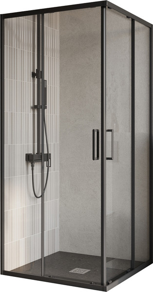 Душевой уголок BelBagno Luce-A-2-90-C-NERO - фото