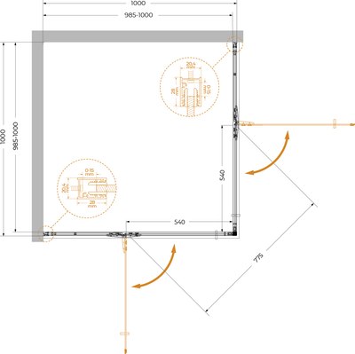 Душевой уголок Cezares Liner-A-2-100-C-Cr