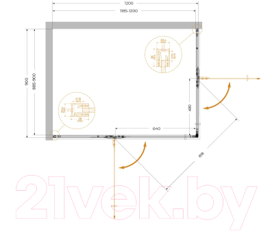 Душевой уголок Cezares Liner-AH-2-120/90-C-Cr-L
