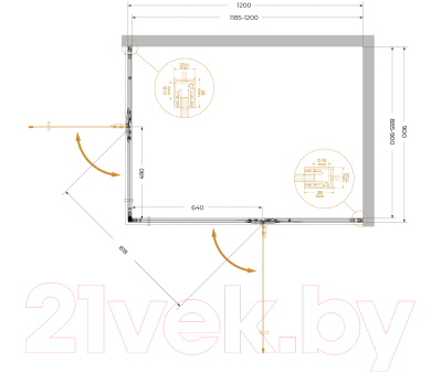 Душевой уголок Cezares Liner-AH-2-120/90-C-Cr-R
