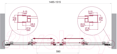 Душевая дверь BelBagno Luce-BF-2-150-C-Cr