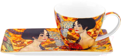 Чашка с блюдцем Elan Gallery Дама с веером / 420625  - фото