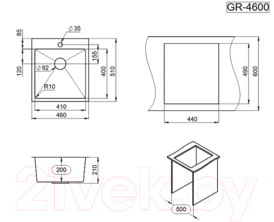 Мойка кухонная GRANULA GR-4600