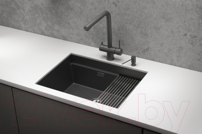 Мойка кухонная GRANULA KS-6045U (черный матовый)