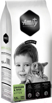 Сухой корм для кошек Amity Premium для котят с курицей и рисом - фото