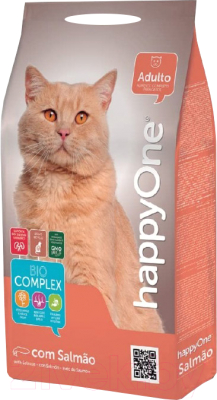 Сухой корм для кошек HappyOne Cat Salmon с эффектом вывода шерсти - фото