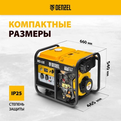 Дизельный генератор Denzel DES-32E (94412)