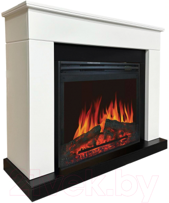 Каминокомплект Смолком Detroit MB/JUP/SYM26 Moonblaze Deluxe-S BL LT (бьянко белый/черный) - фото