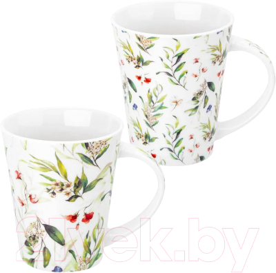 Набор кружек Elan Gallery Зеленые веточки / 880203 - фото