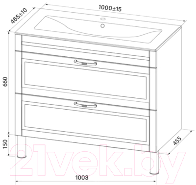 Тумба под умывальник IDDIS Oxford OXF10N1i95