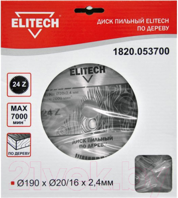 Пильный диск Elitech 1820.053700 / 187764 - фото
