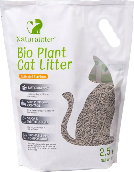 Наполнитель для туалета Naturalitter Bio Plant Cat Litter Активированный уголь / NLT6AC - фото