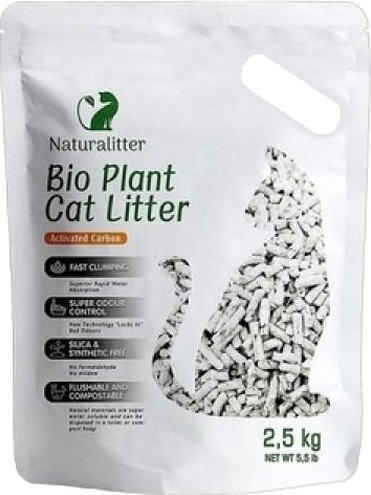 Наполнитель для туалета Naturalitter Bio Plant Cat Litter Активированный уголь / NLT6AC
