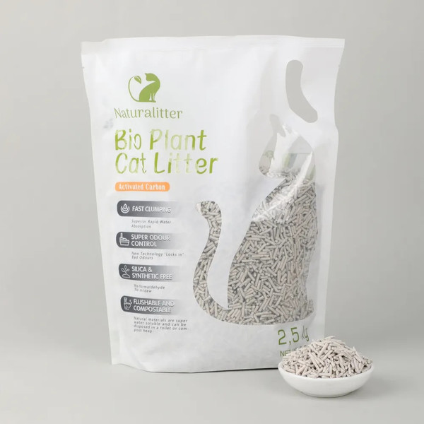 Наполнитель для туалета Naturalitter Bio Plant Cat Litter Активированный уголь / NLT6AC