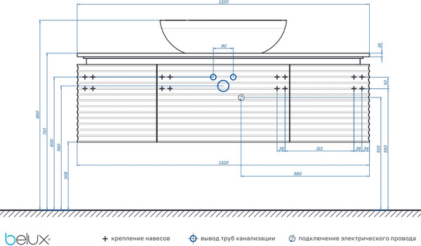 Тумба под умывальник Belux Дубай НП 132