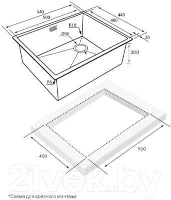 Мойка кухонная Paulmark PM885444-GM