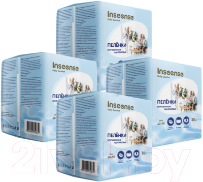 Набор пеленок одноразовых впитывающих Inseense Daily Comfort 60x90 / Ins69304МDC - фото