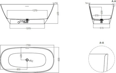 Ванна из искусственного мрамора Salini Sofia 170x80 / 102526MRF