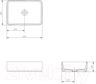 Умывальник Cersanit Crea 50 Rectangular / 64755