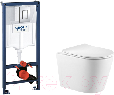 Унитаз подвесной с инсталляцией Triton Pro Verso VO-0832 + GROHE Rapid SL 38772001 - фото