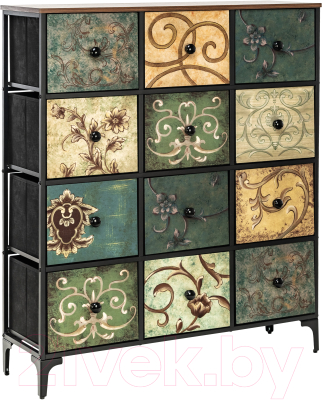 Комод Импэкс Leset Лунет 12 ящиков (черный/мульти зеленый) - фото
