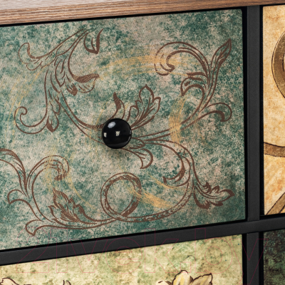 Комод Импэкс Leset Лунет 12 ящиков (черный/мульти зеленый)