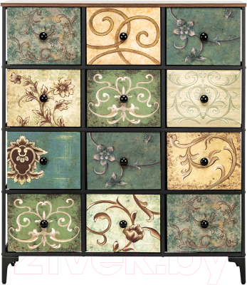 Комод Импэкс Leset Лунет 12 ящиков (черный/мульти зеленый)