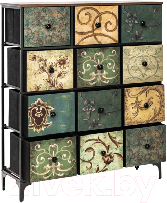 Комод Импэкс Leset Лунет 12 ящиков (черный/мульти зеленый)