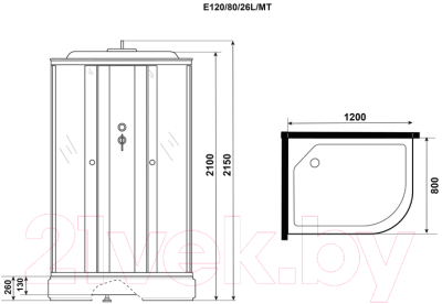 Душевая кабина Niagara Eco E120/80/26L/MT 120x80x215