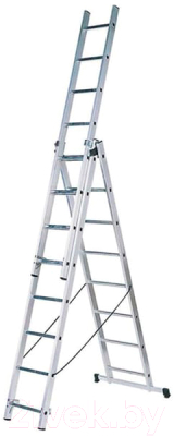 Лестница секционная FIT Трехсекционная алюминиевая / 65438 - фото