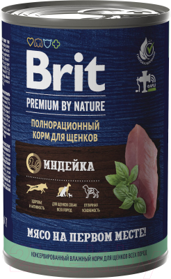 Влажный корм для собак Brit Premium by Nature с индейкой / 5051083 - фото