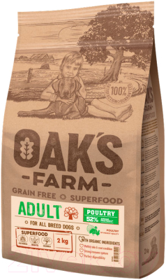 Сухой корм для собак Oak's Farm Беззерновой для взрослых собак всех пород. Домашняя птица - фото
