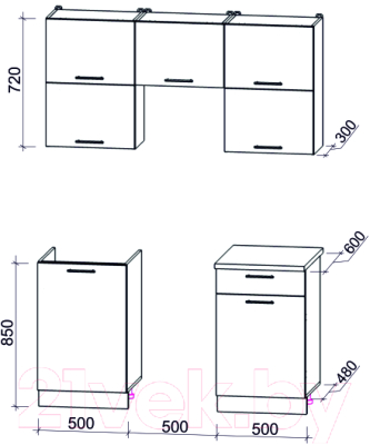 Кухонный гарнитур Интерлиния Мила Gloss 50-15