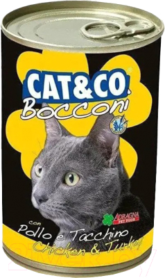 Влажный корм для кошек Adragna Cat&Co кусочки курицы и индейки в соусе - фото
