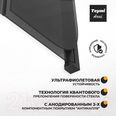 Стеклянная шторка для ванны Teymi Anni S 80x140 / T00278