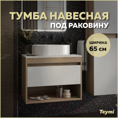Тумба под умывальник Teymi Ritta 65 / T60520 (дуб эврика/белый матовый)