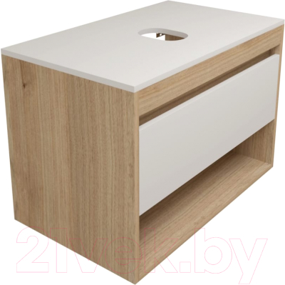 Тумба под умывальник Teymi Ritta 75 / T60521 (дуб эврика/белый матовый) - фото