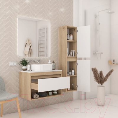 Тумба под умывальник Teymi Ritta 75 / T60521 (дуб эврика/белый матовый)