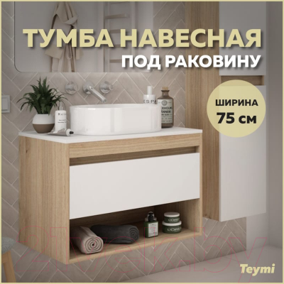 Тумба под умывальник Teymi Ritta 75 / T60521 (дуб эврика/белый матовый)