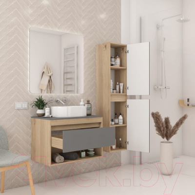 Тумба под умывальник Teymi Ritta 75 / T60525 (дуб эврика/графит матовый)