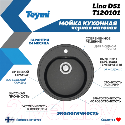 Мойка кухонная Teymi Lina D51 / T120101