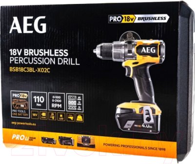 Профессиональная дрель-шуруповерт AEG Powertools BSB18C3BL-X02C