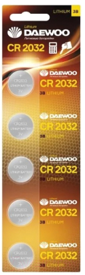 Комплект батареек Daewoo CR2032-BP5 3V 100/5000 - фото