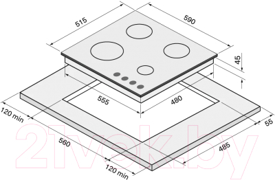 Газовая варочная панель Krona Hagel 60 BL W / КА-00006463