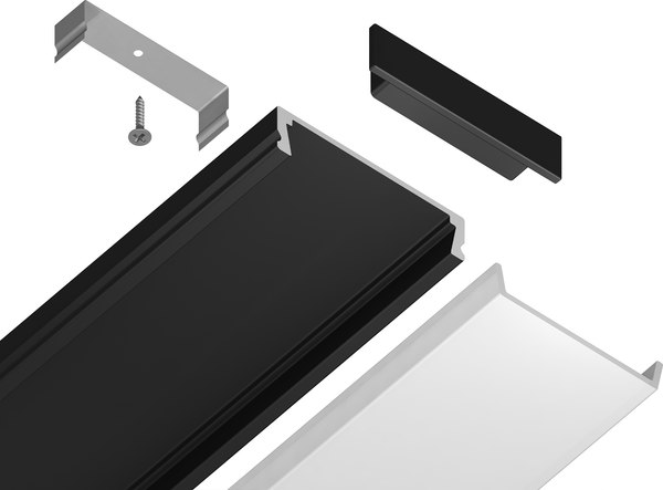 Профиль для светодиодной ленты Ambrella GP1800BK накладной