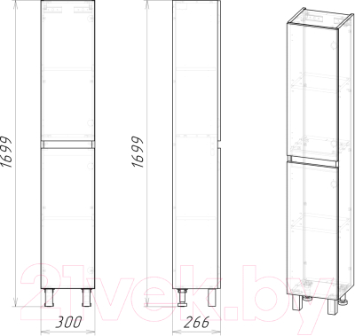 Шкаф-пенал для ванной Grossman Поло 30 / 303003-1