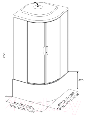 Душевая кабина IVA 90x90x215 / SC90CM