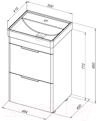 Тумба с умывальником Aquanet Ирис New 50 / 312420